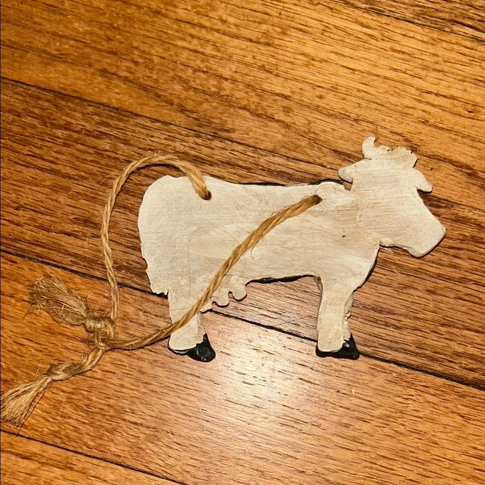 Handmade Black and White Cow Ornament
